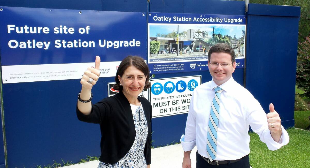 Ready to go: Mark Coure and Gladys Berejiklian - contracts have been signed to begin work on Oatley station.