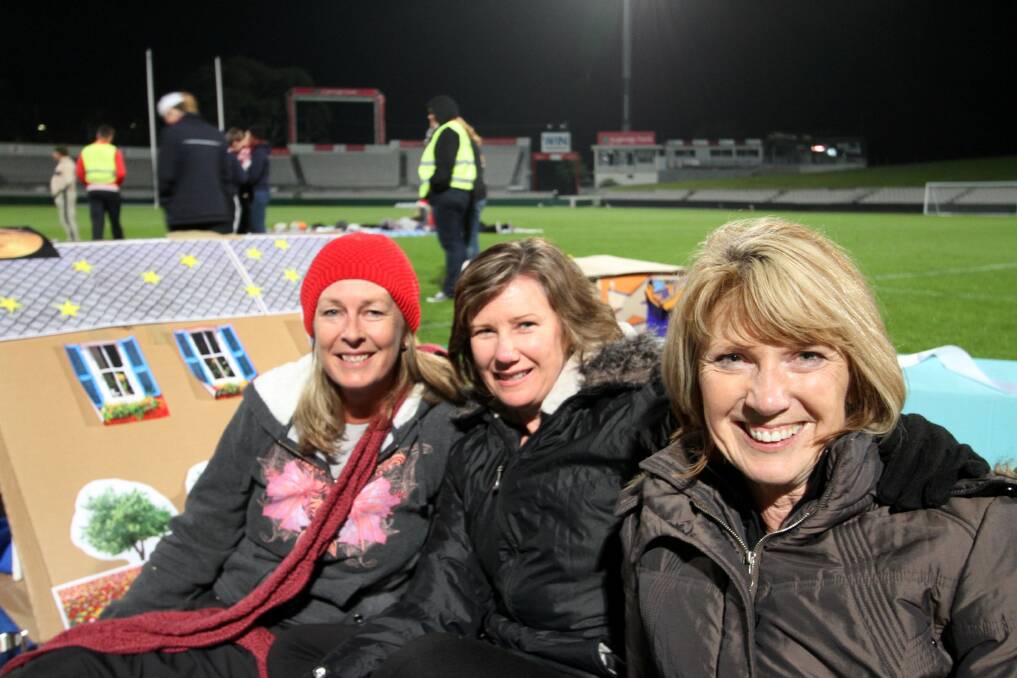 Survived the first sleep-out and up for another one: (From left) Kerrie O'Rourke, Julie Oakes and Lucy Rolfe.
