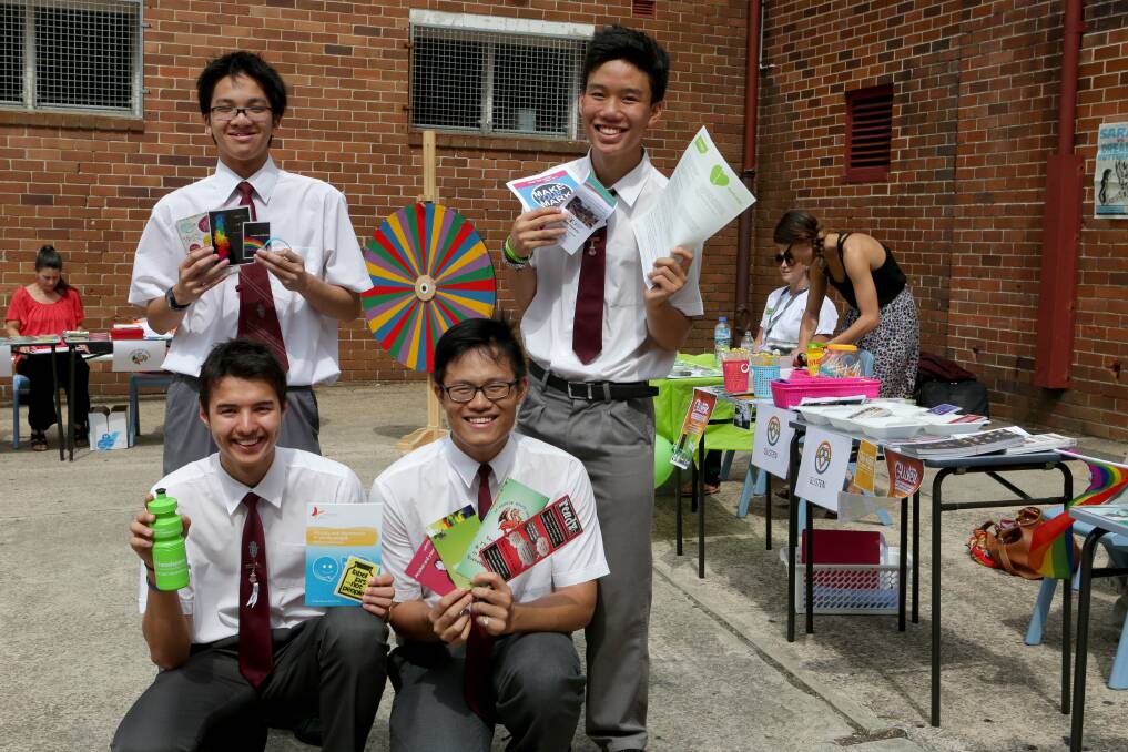 Facing problems head-on: A youth-organised event recognising mental illness and doing something about it. Left to right: Patrick Hermawan, Jesse Park, Chenny Chen and Brandon Saputra. Picture: Jane Dyson