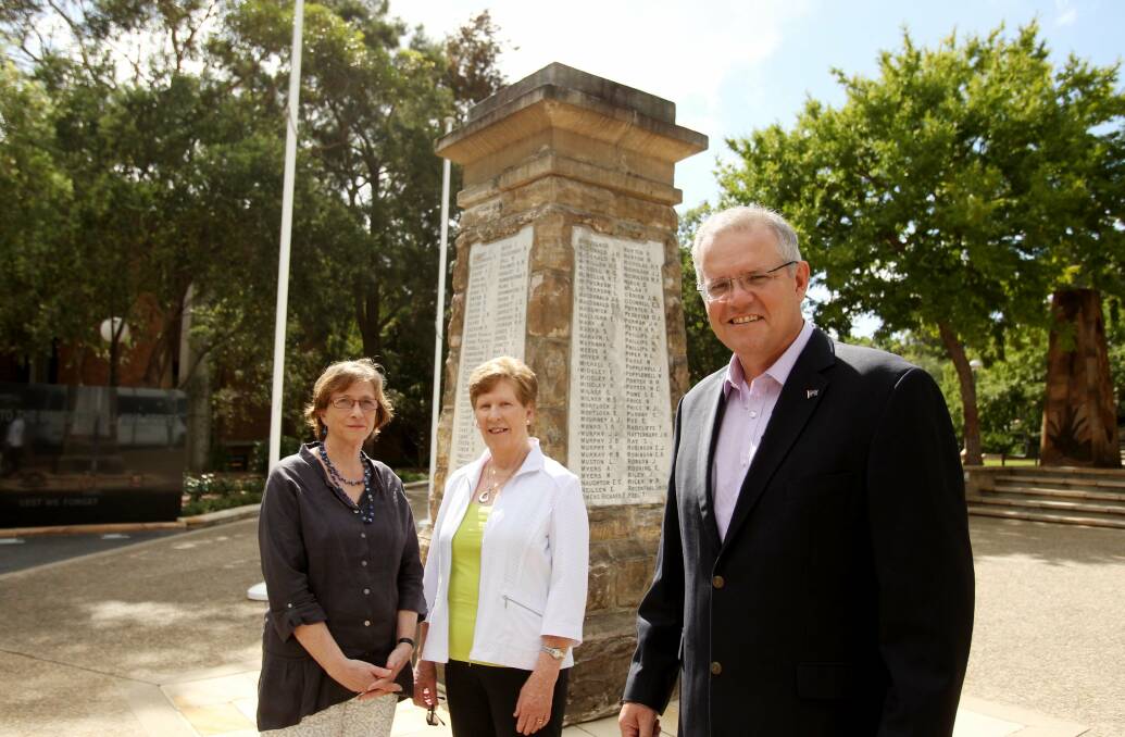Anzac spirit: Scott Morrison with Sue Hewitt (left) and Marilyn Handley, who have researched the book. Picture: Chris Lane