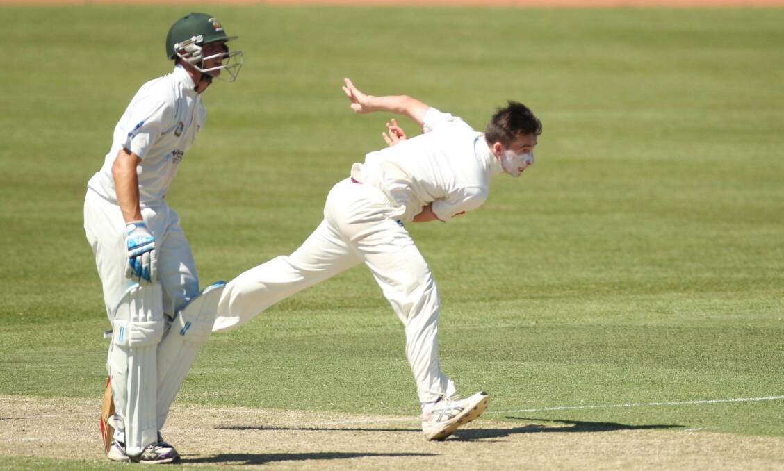 Keeps improving: St George fast bowler Luke Bartier took two wickets against Sydney Uni on Saturday. Picture: Chris Lane
