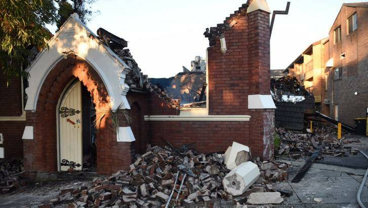 A church in Frederick Street, Rockdale has been completely destroyed by fire. Photo: Nick Moir