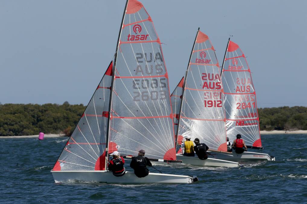 Discover sailing: Tasar class boats on Botany Bay. Picture: Jane Dyson