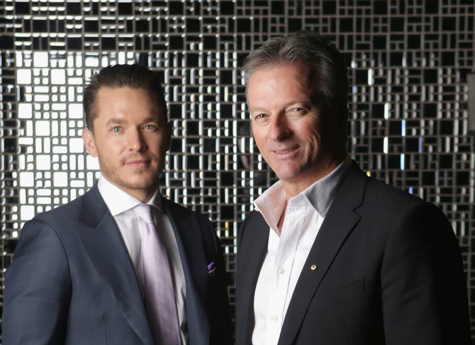 The sky's the limit: Former Australian Test cricket Steve Waugh (right) and Waugh Global Realty managing director Dean Honan. Picture: Wayne Taylor