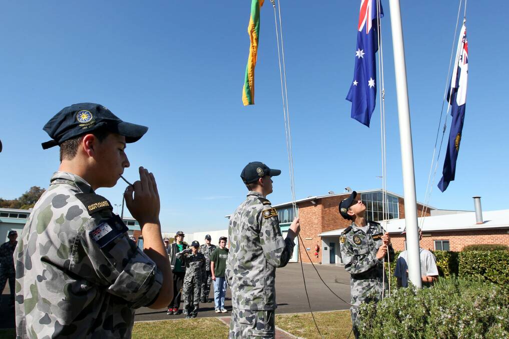 Back home: TS Sirius cadets  with commanding officer William Hancock at their new Rockdale base. Picture: John Veage