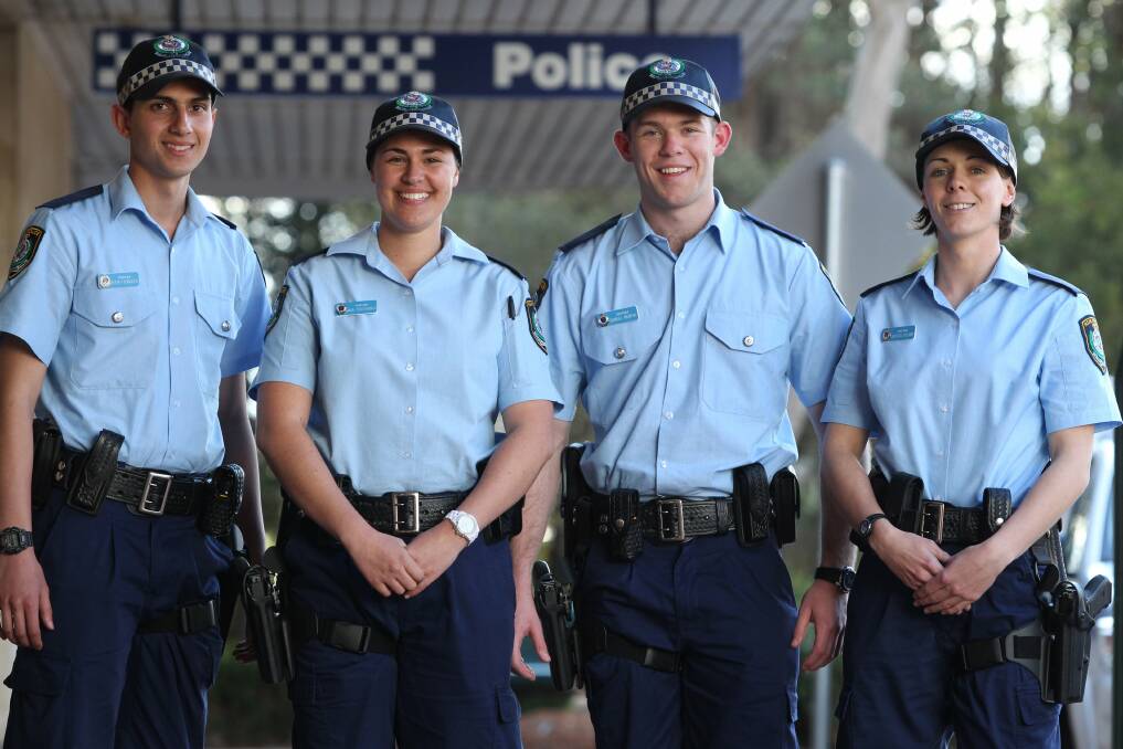 Welcome to the force: New police recruits (from left) Peter Fterniatis, Mia Toutounji, Samuel Murphy and Jessica O'Leary have joined St George Local Area Command. Picture: Jane Dyson