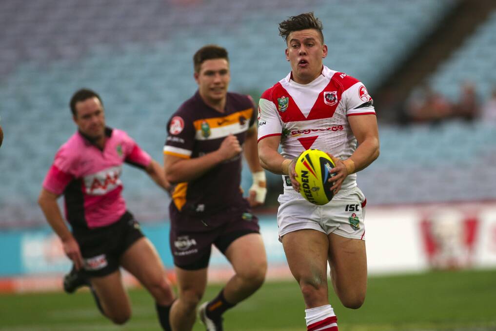 Bowed out: Dragons centre Brent Anderson makes a break in the Dragons v Brisbane under-20s final. Picture John Veage