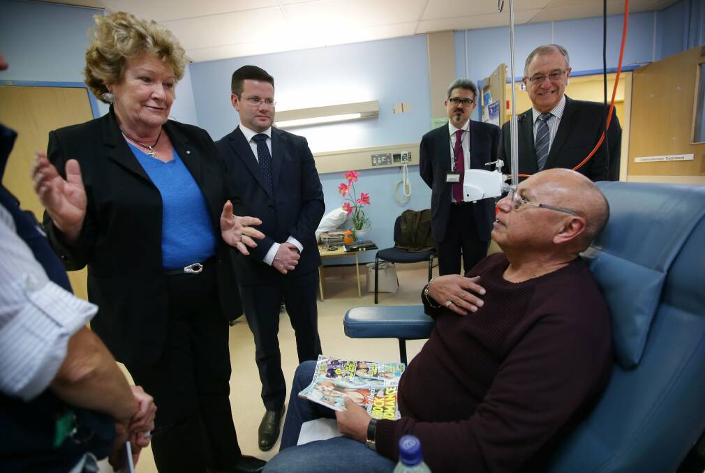 Funding announcement: Jillian Skinner chats with patient Max Zambarno. Picture: John Veage