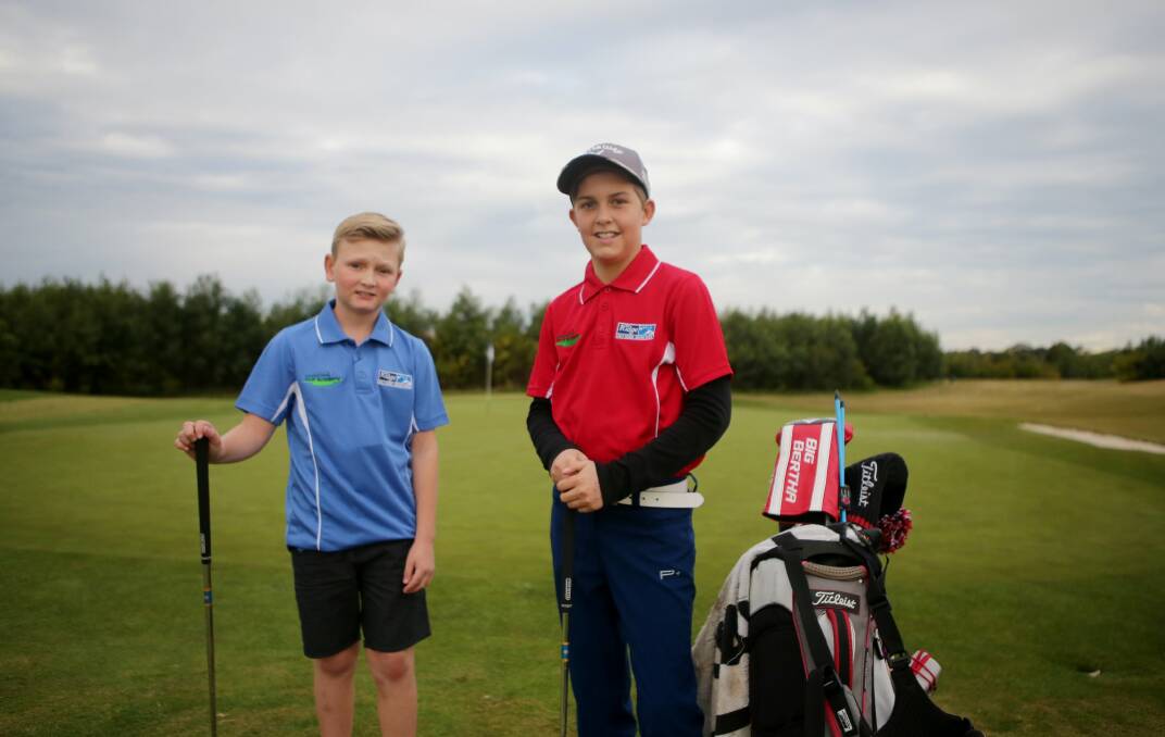 Turning heads: Ethan McNeish (left) and Brock Speechley at The Ridge Golf Club. Picture: Chris Lane
