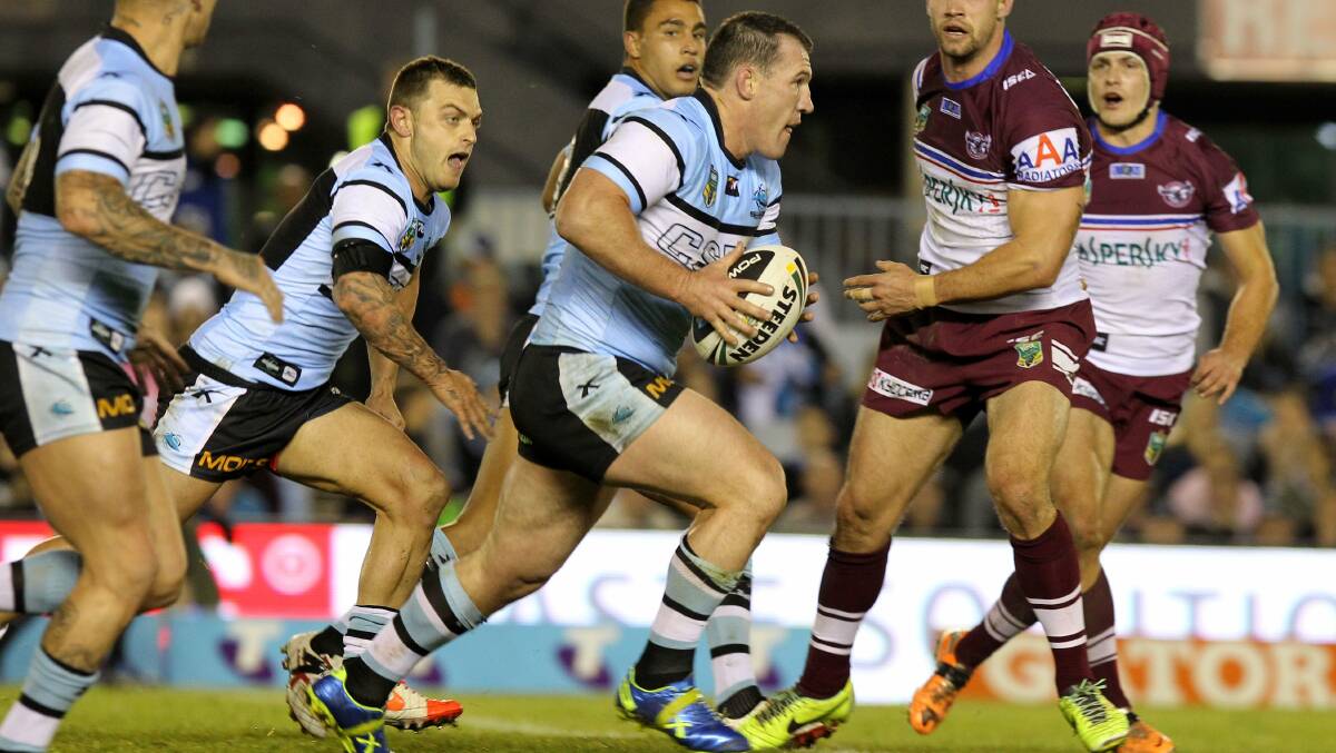 Galloping Gallen: Sharks captain Paul Gallen (with ball) has had a tough year navigating troubled waters. Picture: John Veage