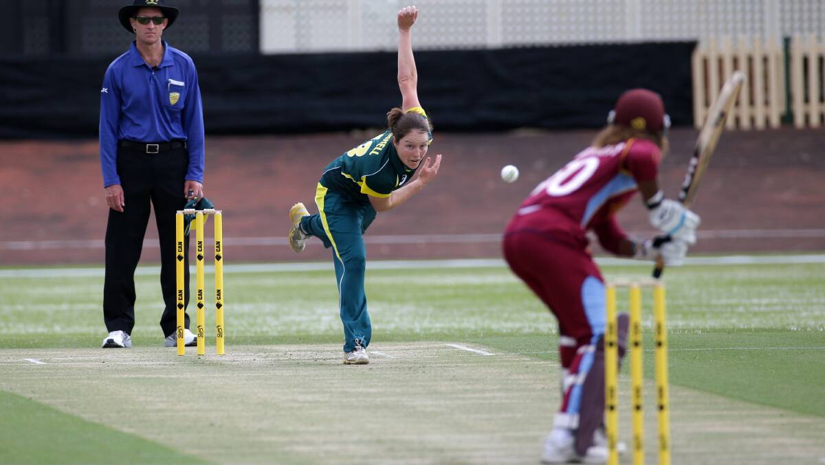 Rene Farrell took a wicket for the Southern Stars on Tuesday against the West Indies at Hurstville Oval.