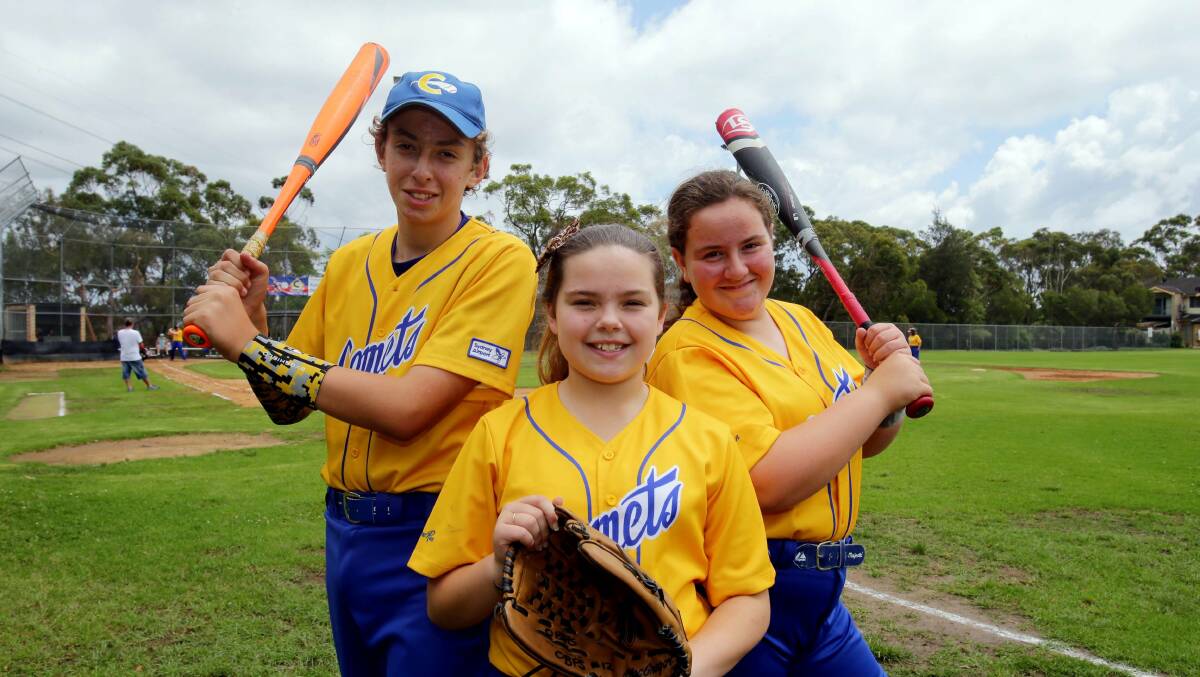Baseball. Kristin Bishopp, Joshua Bishopp, Jasmin Johnston. Picture Chris Lane