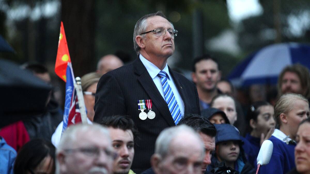 Miranda MP Barry Collier at the Anzac Day dawn service held by Miranda RSL at the Anzac memorial.Picture Chris Lane