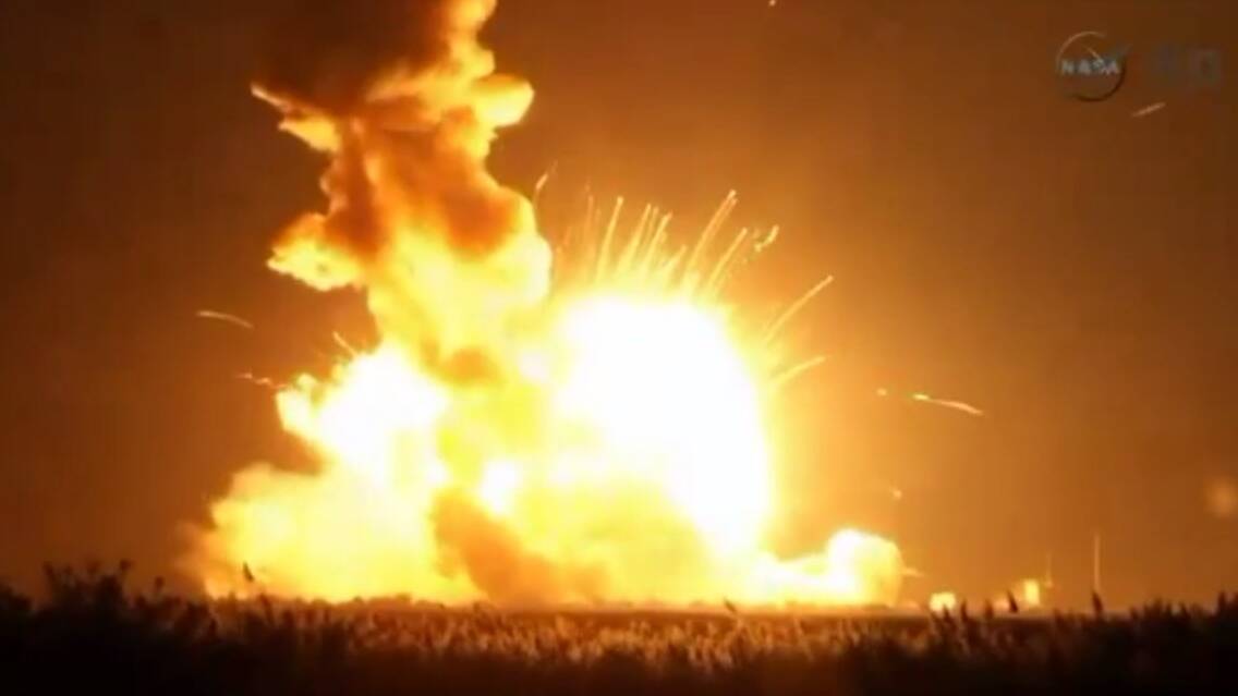 NASA Antares rocket explodes after launch | video
