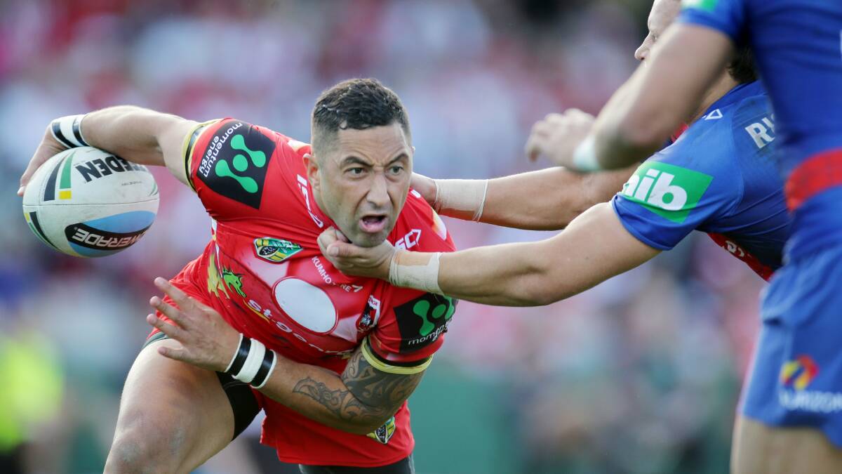 Never a dull moment: Benji Marshall in action for St George Illawarra against Newcastle. Picture: Chris Lane.