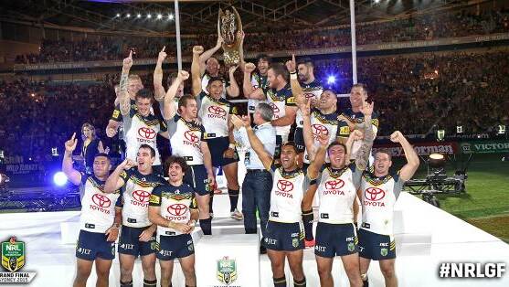 Champions: North Queensland celebrate their first premiership. Picture: NRL.com.