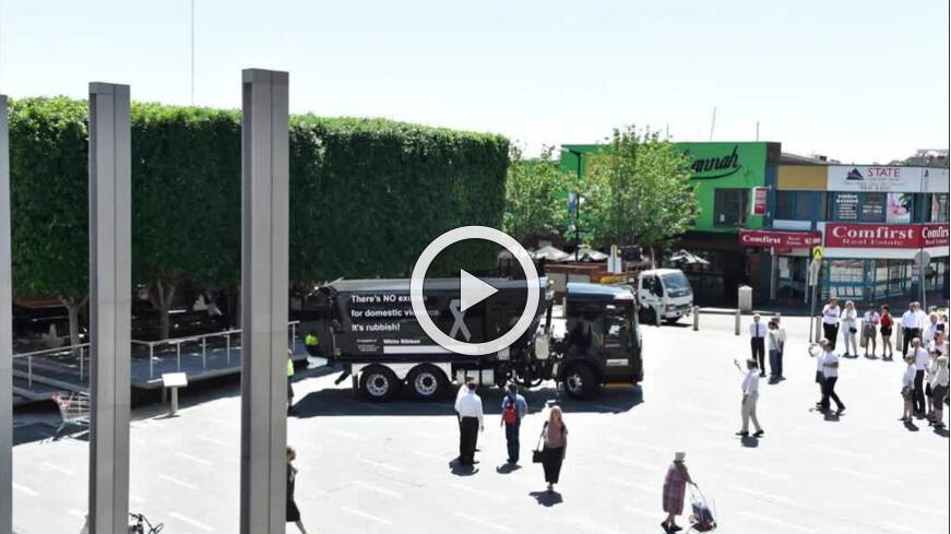 VIDEO: Human white ribbon takes over Blacktown’s Civic Square