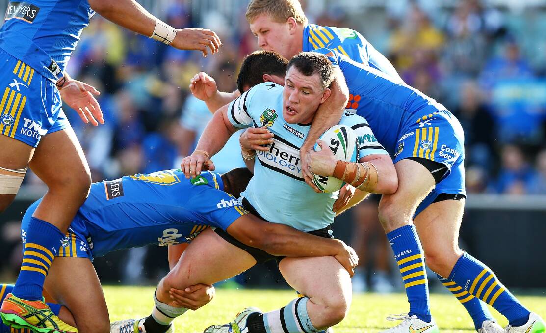 Led the team well: Cronulla Sharks skipper Paul Gallen had his usual busy game in the 35-28 win over Parramatta on Saturday at Pirtek Stadium.Picture: Mark Nolan, Getty Images

