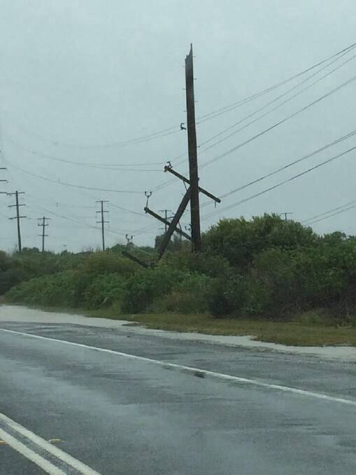 Broken power pole at Kurnell. Picture: Ausgrid
