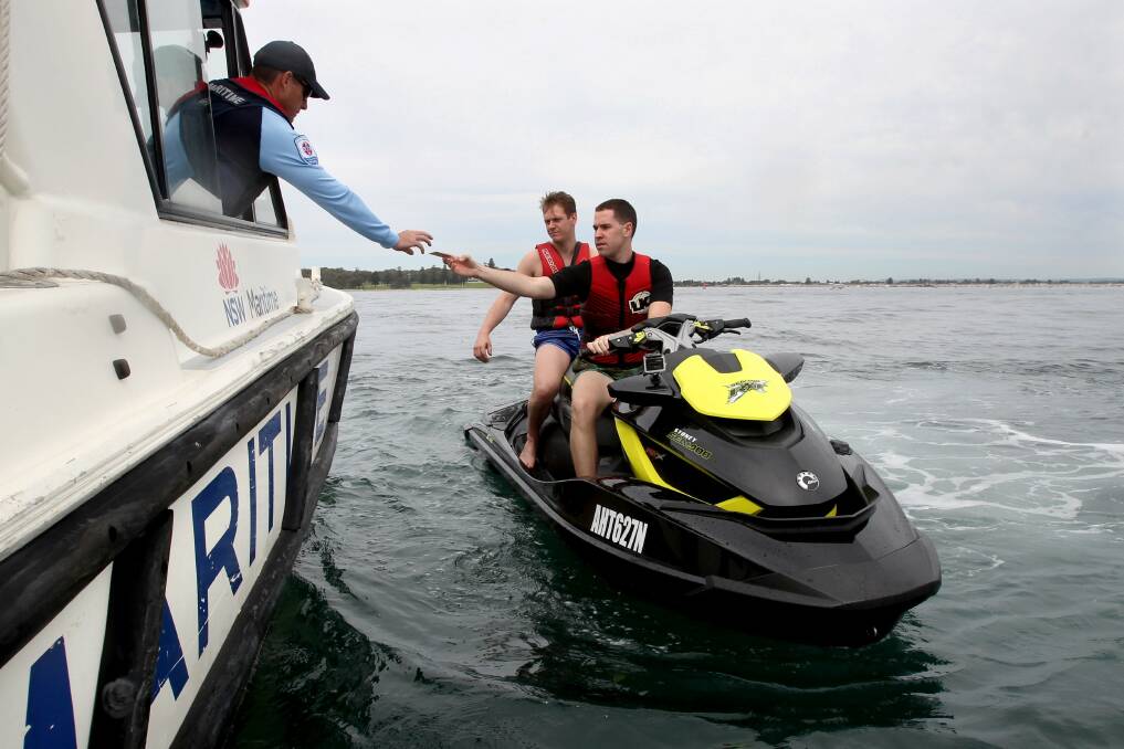 Just checking: Road and Maritime Service officers on the water this weekend as part of Operation Boatsafe. Picture: Jane Dyson
