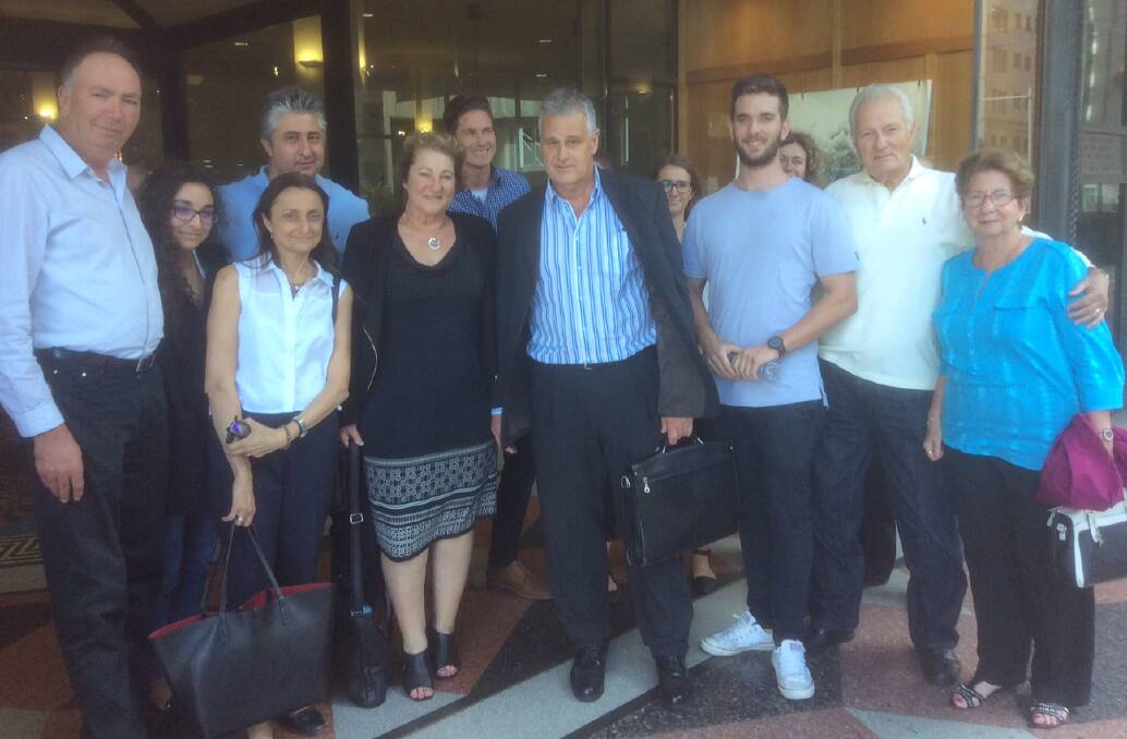 The Leabeater family and friends after the sentence was handed down.
