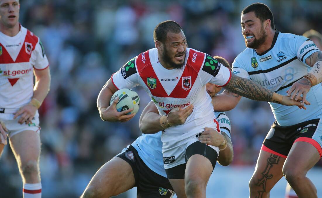 Charged by the NRL match review committee: Dragons prop Leeson Ah Mau. Picture: Chris Lane
