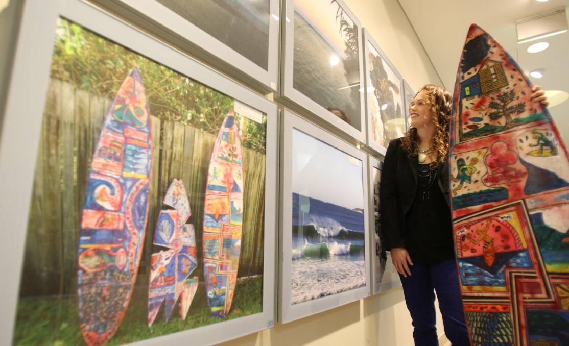 Ocean enchantment: Coralie Burns at Cronulla Central Gallery. Picture: Chris Lane

