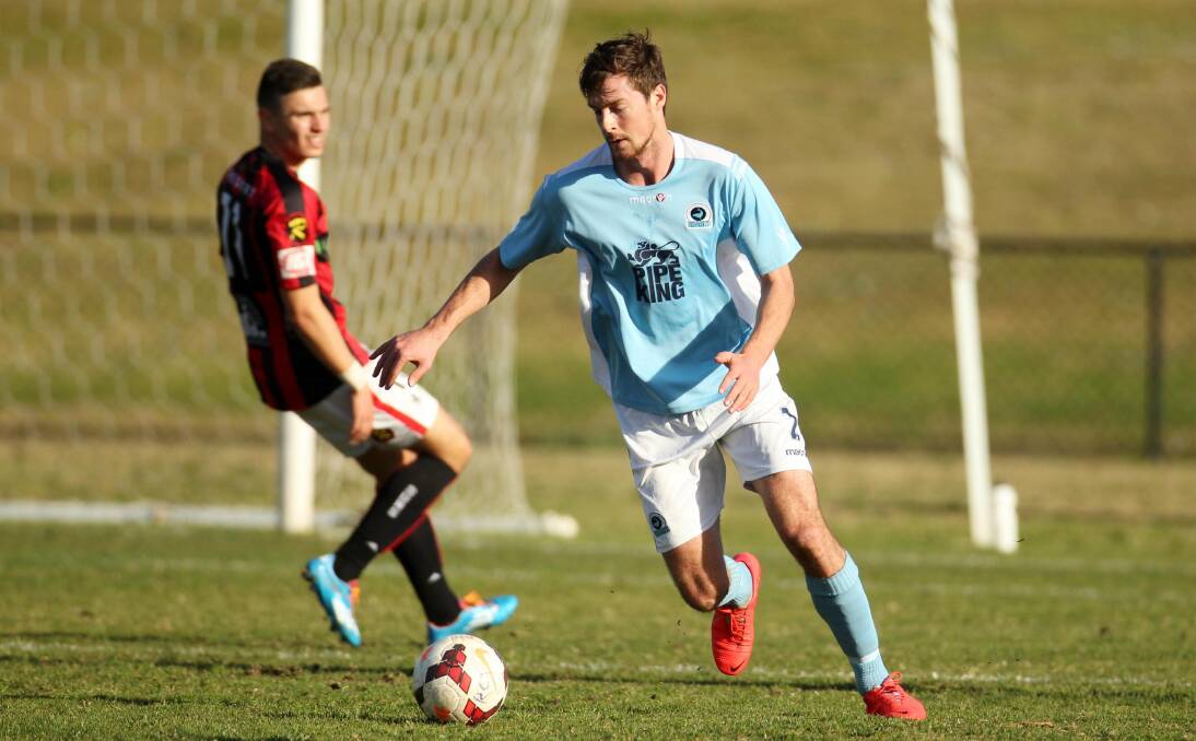 Challenging for the Good Sports Cup: Sutherland Sharks FC in action in the 2014 Football NSW competition. Picture: Chris Lane

