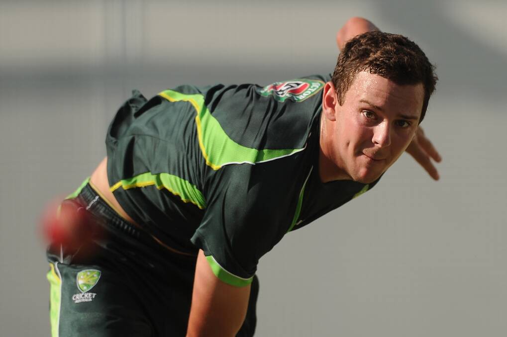 Test scalp: Josh Hazlewood has claimed his first Test wicket on debut at the Gabba. Picture: Matt Roberts/Getty Images.
