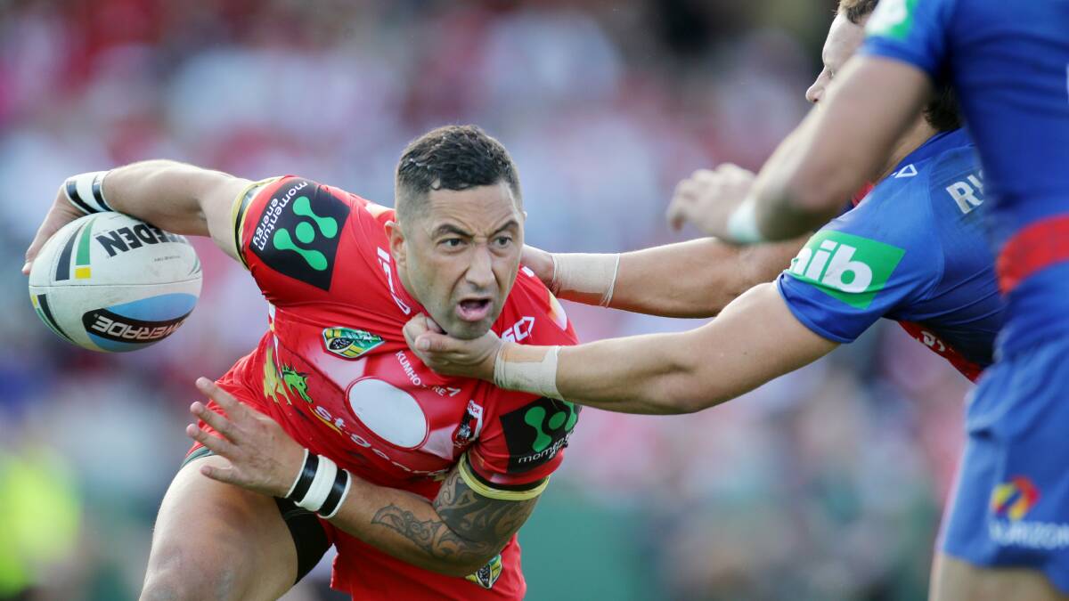 Doubtful: Dragons halfback Benji Marshall has a hamstring injury and could miss Friday night’s big clash against Brisbane. Picture: Chris Lane.

