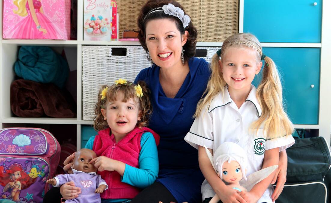 Welcome move: Susan Wainwright with her children Ellira, 7, and Tiia, 5, who have been cared for by a nanny on a part-time basis for the past three years. Picture: Jane Dyson.
