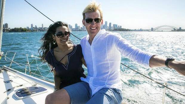 Cross-cultural romance ... Brett Lee as Will and Tannishtha Chatterjee as Meera in UnIndian. Photo: Kate Ryan
