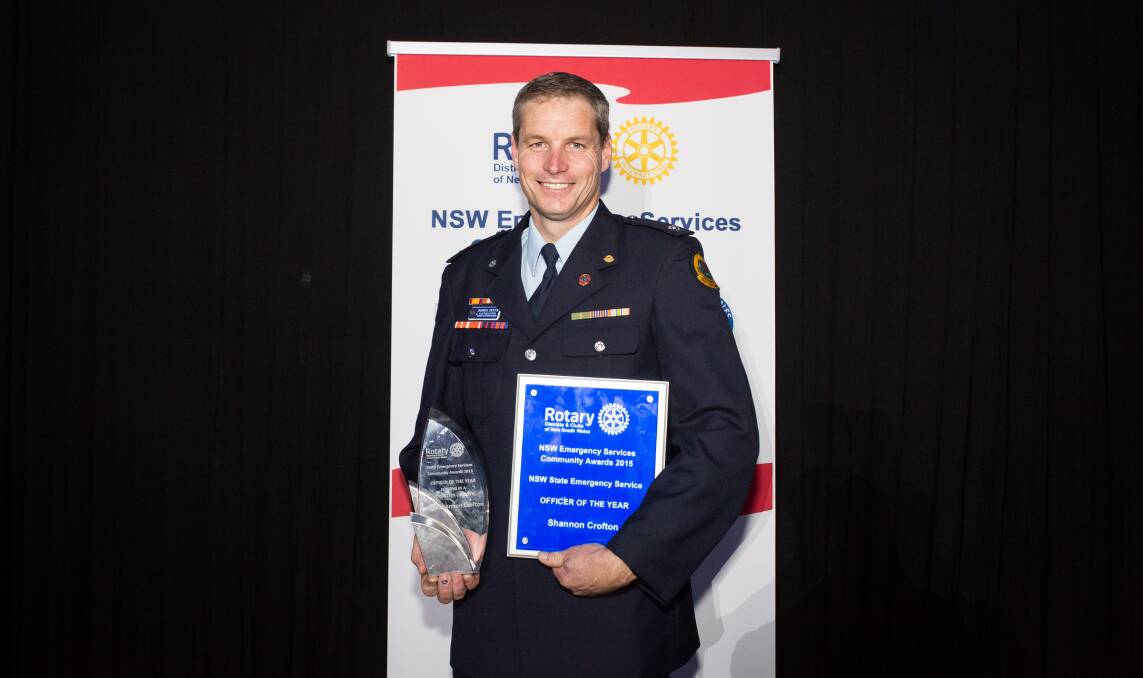 Winner: NSW State Emergency Service volunteer Shannon Crofton with his award. Picture: Supplied.

