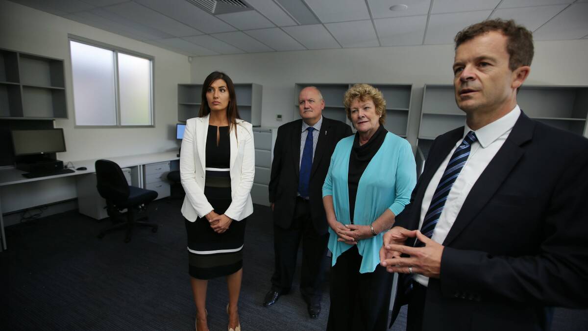 Integrated approach: Jillian Skinner inspects the facility with Liberal candidates Eleni Petinos, Mark Speakman and Lee Evans. Picture: John Veage

