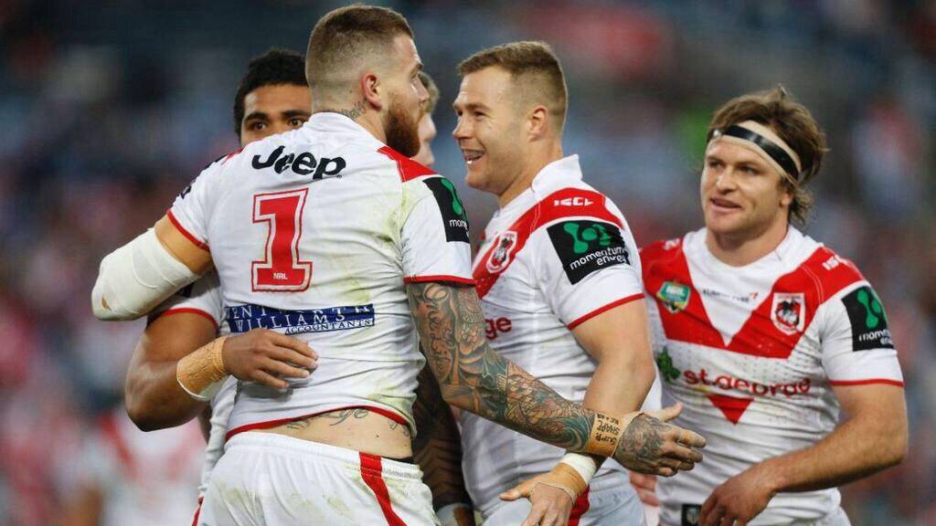 Celebration: St George team after the win. Picture: The Dragons. NRL Twitter
