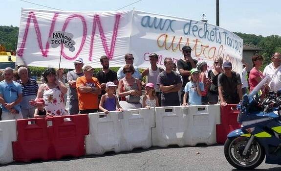 Helped stop Orica's shipment: French protesters at the Tour de France. Photo: Supplied

