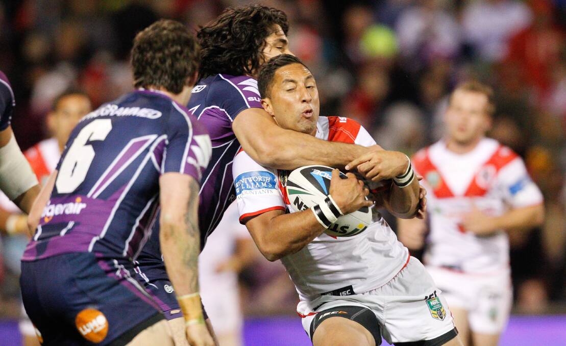 Dragons vs Storm: Would you fly to New Zealand to see the clash? Dragons Benji Marshall is pictured in Storms/Dragons game at WIN Stadium, June 2014.  Picture: Christopher Chan