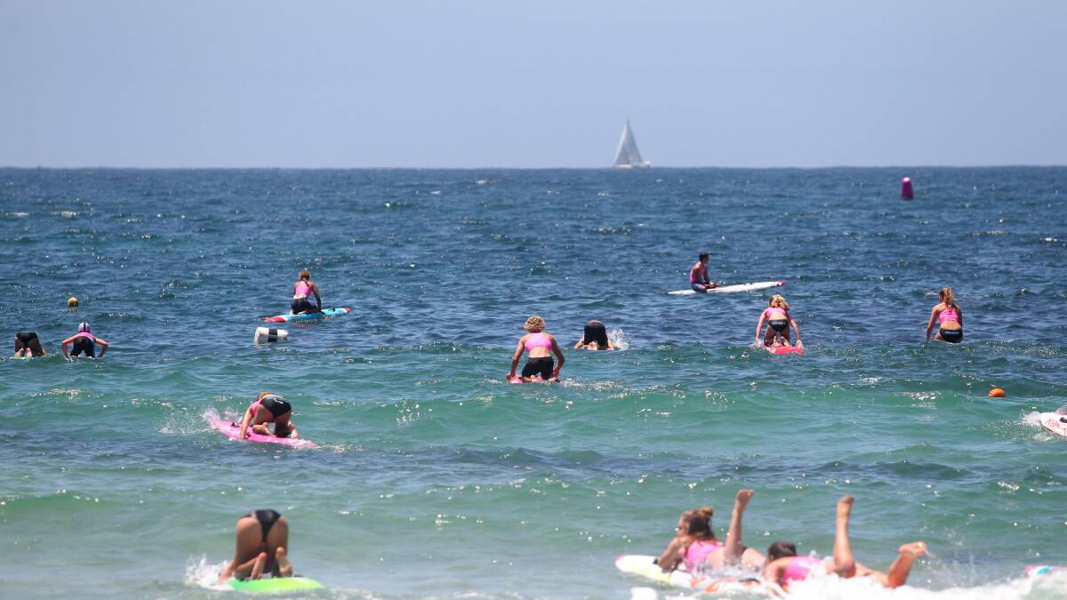 The place to be: Competitors in the Cronulla Surf Club's short course carnival on Sunday. A host of races were held at the annual event. See more in sport and a photo gallery on Tuesday. Picture Chris Lane
