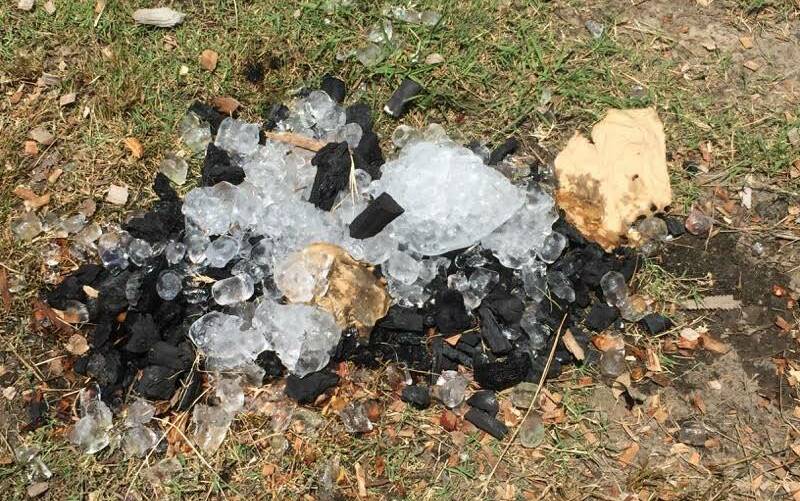 Picnickers used iced water from an esky to put out the coal fire. Pictures: Bundeena Fire Station.

