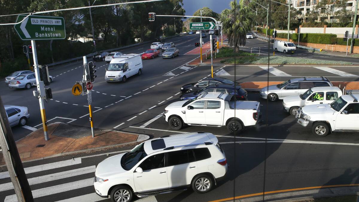 Powerful proceeds: The intersection of Princes Highway, Old Princes Highway and Acacia Road at Kirrawee is among ‘‘pinch points’’ to be improved. Picture: John Veage
