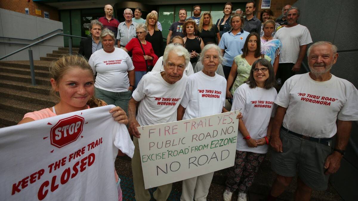 Road rage: Woronora Valley residents voice their concerns outside Sutherland Shire Council Chambers on Monday night. Picture: John Veage

