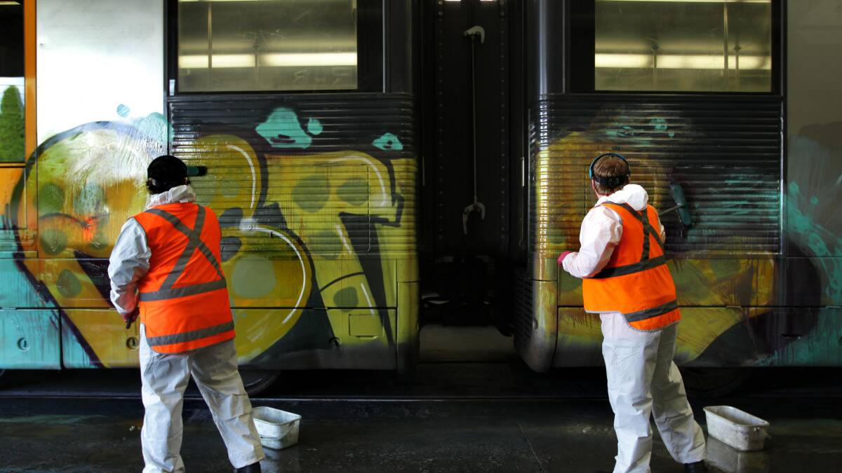 New weapon...Graffiti on a Sydney train. Picture: Kate Geraghty

