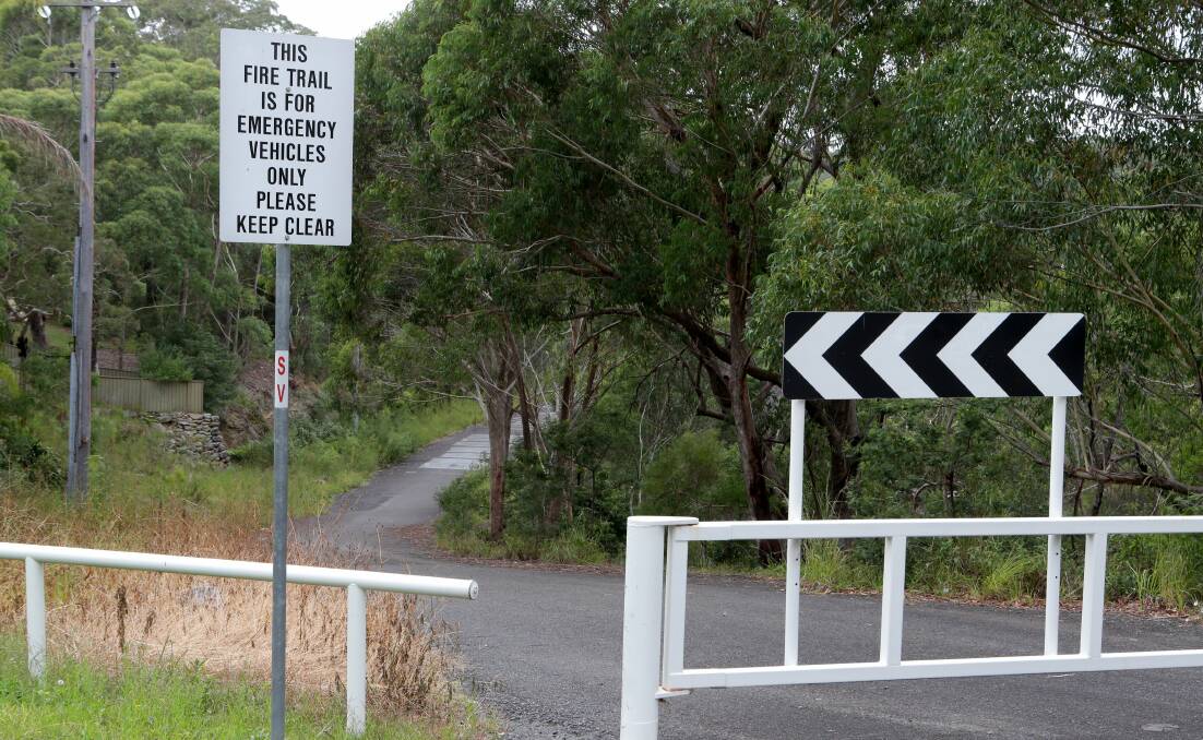 Contentious route: The fire trail entrance at Woronora Heights. Picture: Jane Dyson

