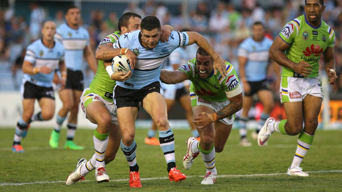 Michael Gordon in Sharks first home game against Canberra. Picture John Veage
