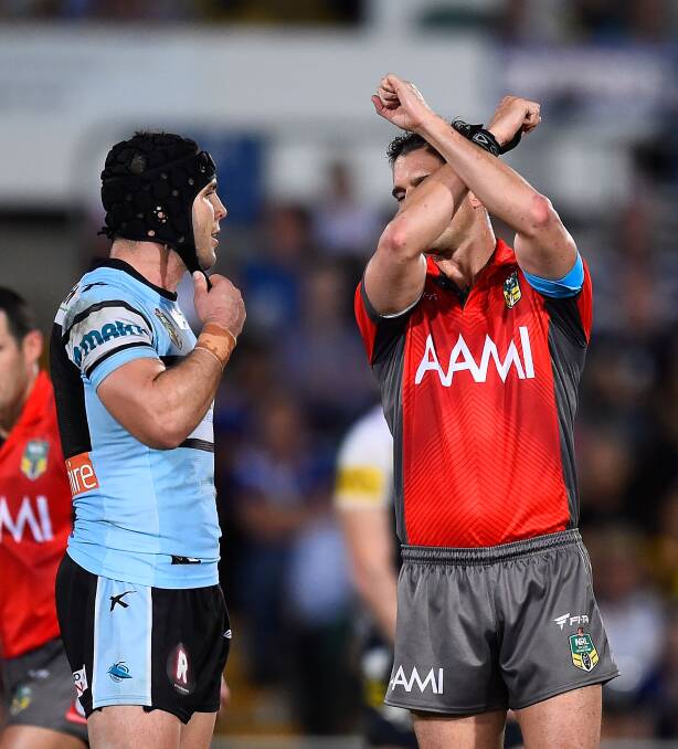 Fight: Cronulla hooker Michael Ennis will attempt to fight a high tackle charge at the judiciary on Wednesday night. Picture: Ian Hitchcock/Getty Images.
