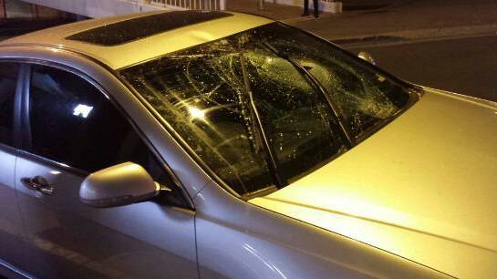The damaged car after the trolleys were thrown. Picture: NSW Police Media

