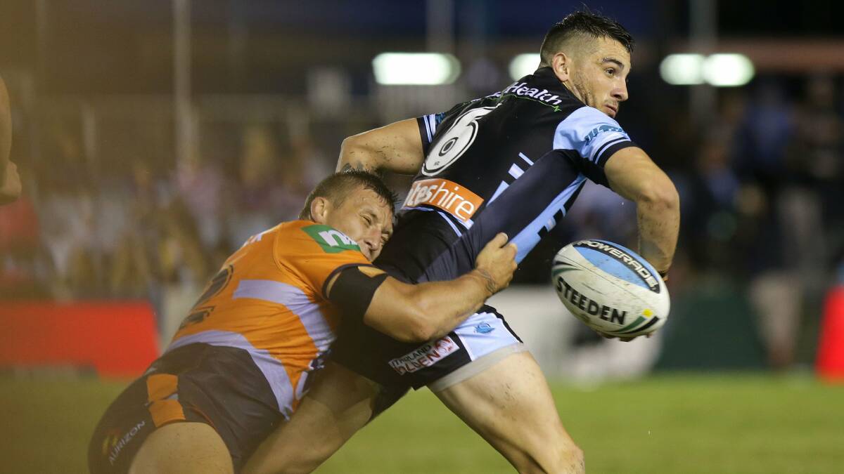 Soaring: Jack Bird is flying high in the No. 6 jersey this season for Cronulla Sharks. Picture: John Veage
