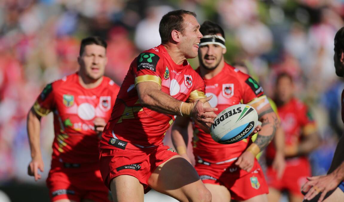 Injured: Dragons winger Jason Nightingale could be sidelined for several weeks. Picture: Chris Lane
