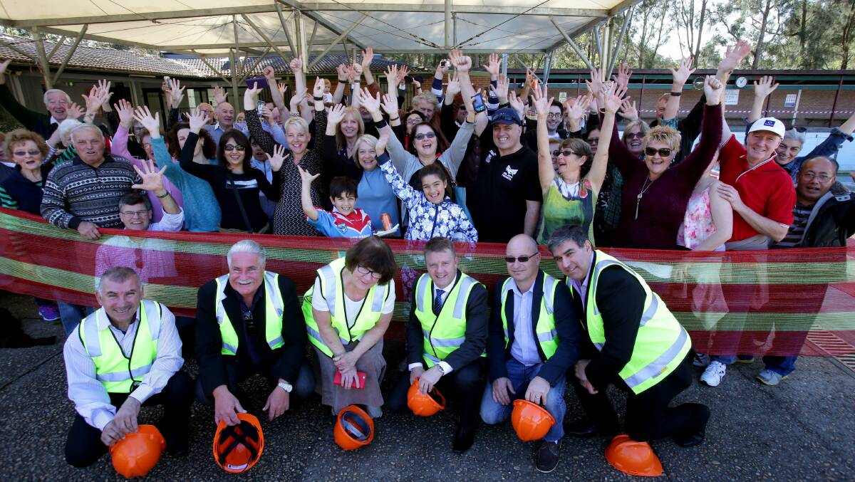 Going swimmingly: Rockdale Mayor Shane O'Brien, councillors and local residents welcome the start of construction of the new Bexley pool. Picture: Jane Dyson

