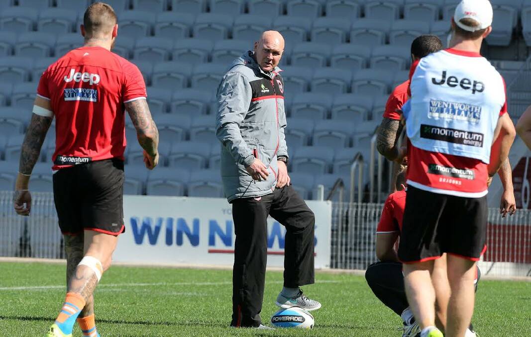 Aiming for his first finals series as head coach: Dragons coach Paul McGregor (centre). Picture: Robert Peet.
